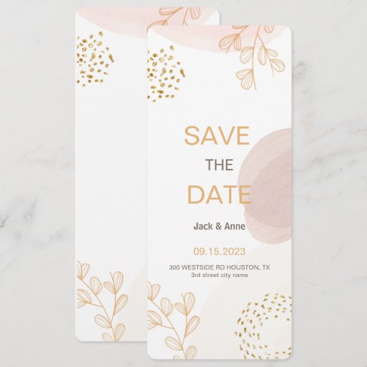 Boho Modern Minimalistisch Save the Date (Vorne/Hinten)