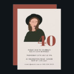Boho Modern Minimalistisch Terracotta 40. Geburtst Einladung<br><div class="desc">Kann vollständig auf Ihre Anzüge angepasst werden.
© Gorjo Designs. Made für Sie über die Zazzle Plattform. 

// Benötigen Sie Hilfe bei der Anpassung Ihres Designs? Got andere Ideen? Kontaktieren Sie mich (Zoe) direkt.

Fakultativ: Die Hintergrundfarbe und die Schriftart können an Ihr Thema angepasst werden.</div>