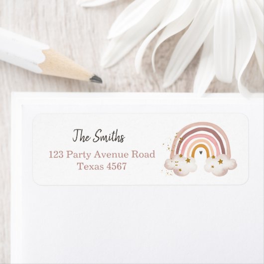 Boho Modern Mled Rainbow Rücksendeadressen-Aufkleb (Insitu)
