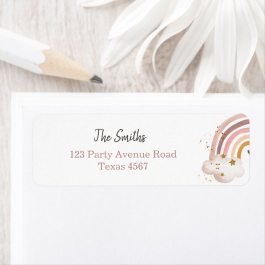 Boho Modern Mled Rainbow Rücksendeadressen-Aufkleb (Insitu)
