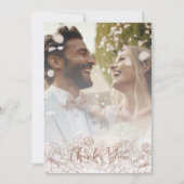 Boho Modern Mocha Mousse Floral Elegantes Foto Dankeskarte (Vorderseite)