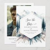 Boho Modern Mountain Wedding Save The Date (Vorne/Hinten)
