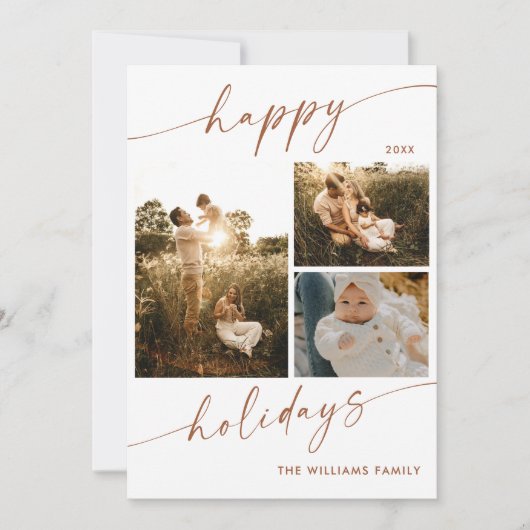 Boho Modern Multiple Fotos Weihnachtskarte Einladung (Vorderseite)