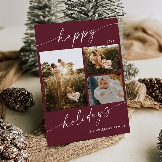 Boho Modern Multiple Fotos Weihnachtskarte Einladung