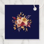 Boho Modern Navy Blue Burnt Orange Floral Wedding Geschenkanhänger (Rückseite)