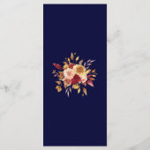 Boho Modern Navy Blue Burnt Orange Floral Wedding Menükarte (Rückseite)