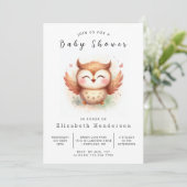 Boho Modern Owl Baby Dusche Einladung (Stehend Vorderseite)