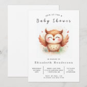 Boho Modern Owl Baby Dusche Einladung (Vorne/Hinten)