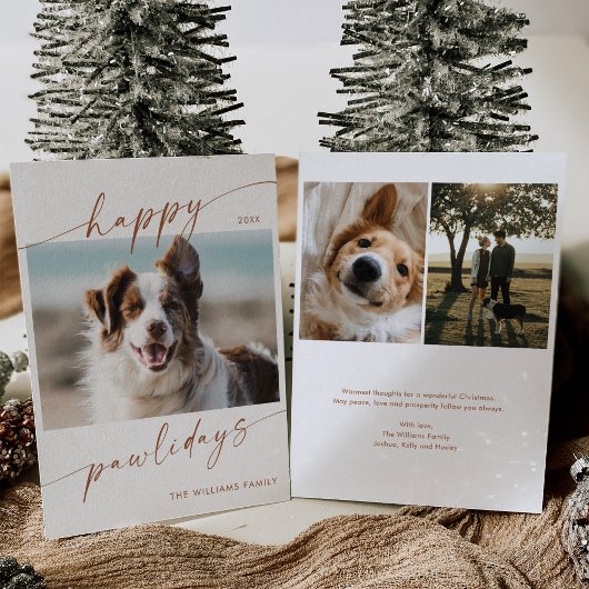 Boho Modern Pet Foto Weihnachtskarte Einladung