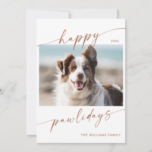 Boho Modern Pet Foto Weihnachtskarte Einladung (Vorderseite)