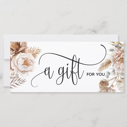 Boho Modern Pink Floral Certificate Geschenkkarte (Vorderseite)