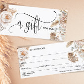 Boho Modern Pink Floral Certificate Geschenkkarte