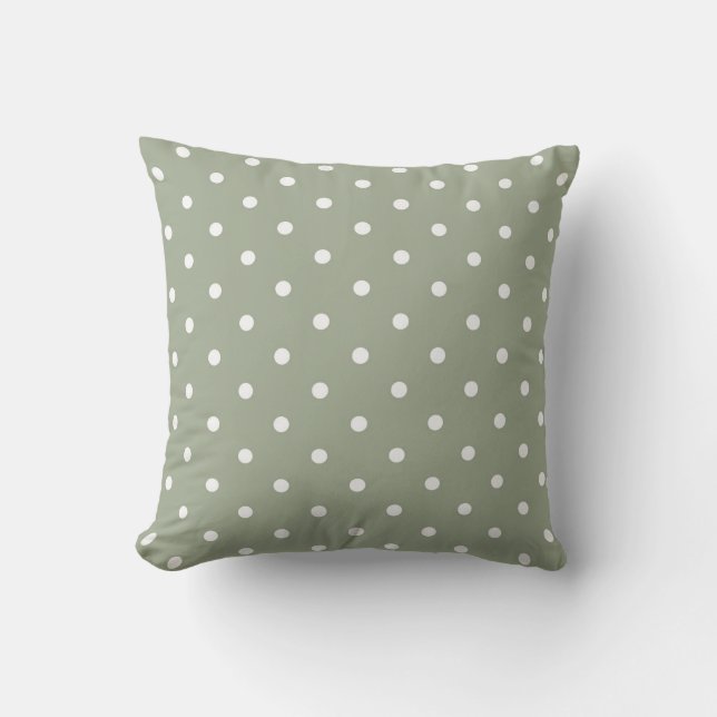 Boho Modern Polka Dot Neutral Earthy Sage Green Kissen (Vorderseite)