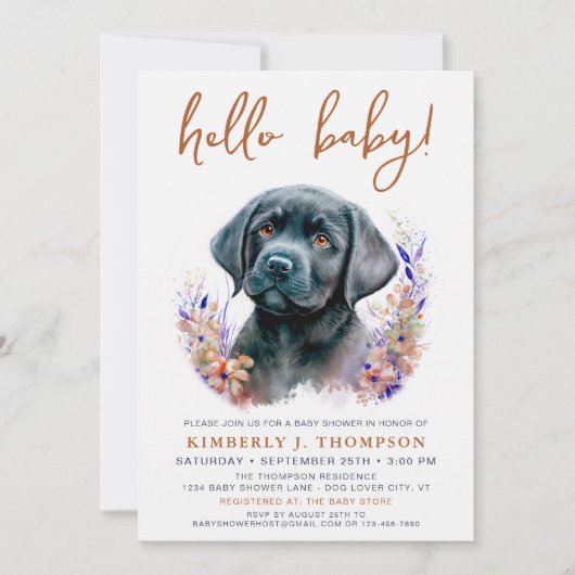 Boho Modern Puppy Dog Terracotta Babydusche Einladung (Vorderseite)