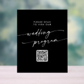 Boho Modern QR Code Black Wedding Program Acrylschild (Neutral)