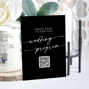 Boho Modern QR Code Black Wedding Program Acrylschild