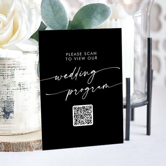 Boho Modern QR Code Black Wedding Program Acrylschild