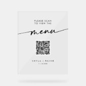 Boho Modern QR Code Clear Acryl Wedding Menu Acrylschild (Vorderseite)
