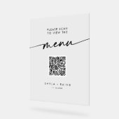 Boho Modern QR Code Clear Acryl Wedding Menu Acrylschild (Winkel)
