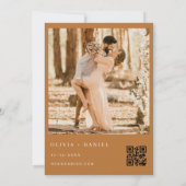 Boho Modern QR Code Elegantes Foto Hochzeit Einladung (Rückseite)