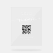 Boho Modern QR Code White Clear Wedding Menü Acrylschild (Vorderseite)