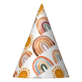 Boho Modern Rainbow and Sun Partyhütchen