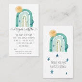 Boho Modern Rainbow Aquamarin Baby Boy Diaper Raff Visitenkarte (Vorne/Hinten)
