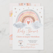 Boho Modern Rainbow Baby Shower Einladung (Vorne/Hinten)