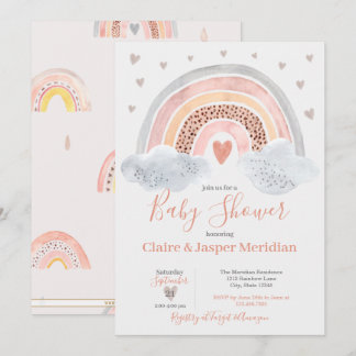 Boho Modern Rainbow Baby Shower Einladung