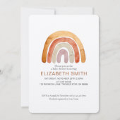 Boho Modern Rainbow Girl Baby Shower Einladung (Vorderseite)