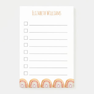 Boho Modern Rainbow Personalisiert Girl School   Post-it Klebezettel