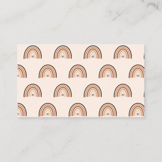 Boho Modern Rainbow Teacher Apple Visitenkarte (Rückseite)