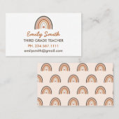Boho Modern Rainbow Teacher Apple Visitenkarte (Vorne/Hinten)