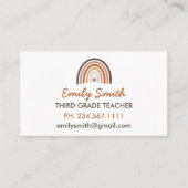 Boho Modern Rainbow Teacher Apple Visitenkarte (Vorderseite)