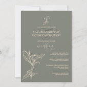 Boho Modern Sage Green Floral Wedding Einladung (Vorderseite)