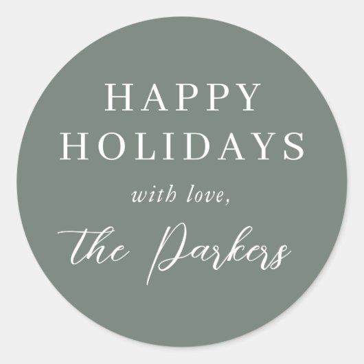 Boho Modern Sage Green Weihnachten Runder Aufkleber (Vorderseite)