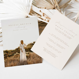 Boho Modern Script Foto Bridal Brunch Einladung