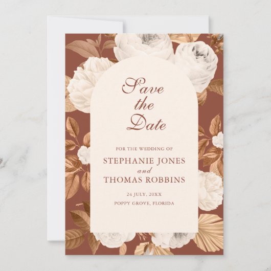 Boho Modern Terracotta Save the Date Card (Vorderseite)