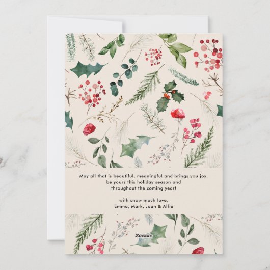 Boho Modern Watercolor Foliage Arch Weihnachten (Rückseite)