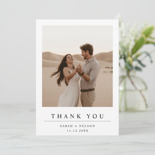 Boho Modern Wedding 2 Foto Dankeskarte (Stehend Vorderseite)