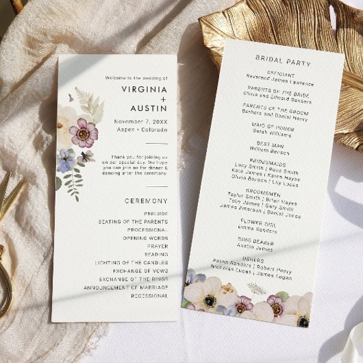 Boho Modern Wedding Programm