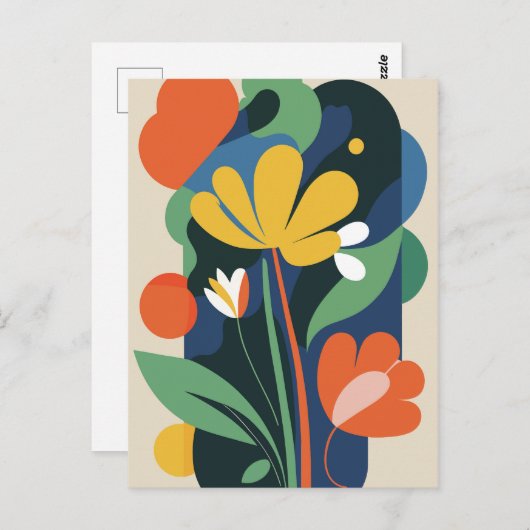 Boho Moderne Abstrakte botanische Blume Postkarte (Vorne/Hinten)