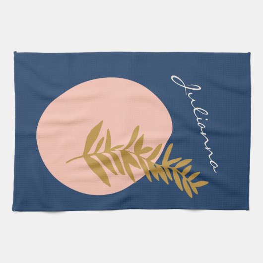 Boho Moderne Abstrakte botanische Kunst Geschirrtuch (Horizontal)