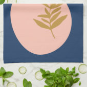 Boho Moderne Abstrakte botanische Kunst Rosa Blau  Geschirrtuch (Gefaltet)