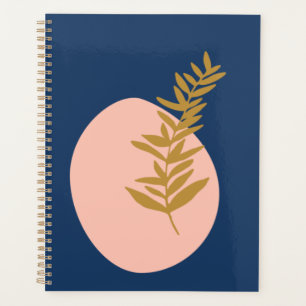 Boho Moderne Abstrakte botanische Kunst Rosa Blau  Planer