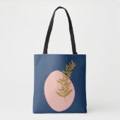 Boho Moderne Abstrakte botanische Kunst Rosa Blau  Tasche (Vorderseite)