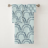 Boho Moderne Abstrakte Lines Brushstrokes Aqua Badhandtuch Set (Insitu)
