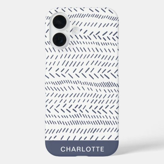 Boho Moderne Abstrakte Mudcloth Navy Personalisier Case-Mate iPhone Hülle (Rückseite)