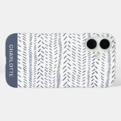 Boho Moderne Abstrakte Mudcloth Navy Personalisier Case-Mate iPhone Hülle (Rückseite (Horizontal))