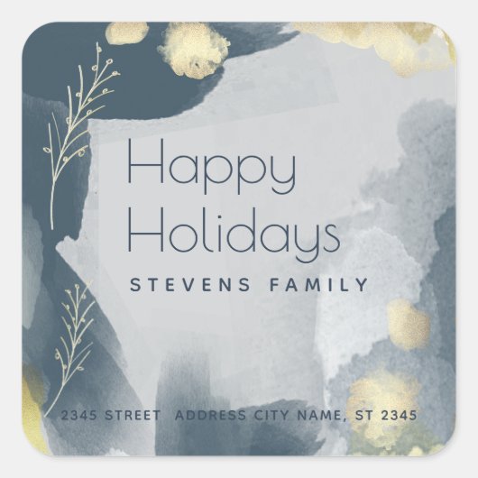 Boho Moderne abstrakte Zweige im Wasserbereich Quadratischer Aufkleber (Vorderseite)